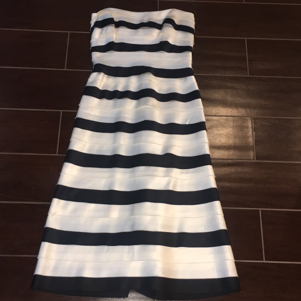 BCBGMax Strapless BlackWhite Layered Dress